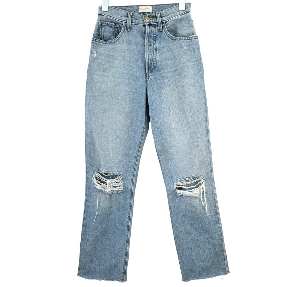 Favorite Daughter Light Wash Straight Leg High Rise Distressed Jeans sz 24 - Picture 1 of 8